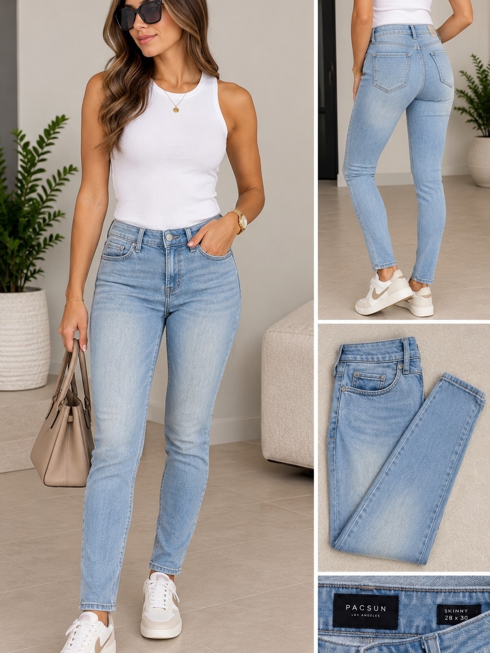 PacSun Light Wash High-Rise Skinny Jeans - Blue